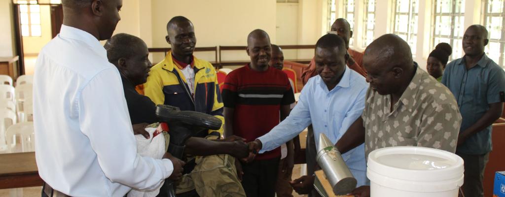 Handover of consignment of items under Uganda Climate Smart Agricultural Transformation Project for farmers who completed 20%