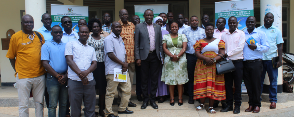 Group photo of teams from the Ministry of Water and Environment together with District and Sub County Authorities after a fruitf